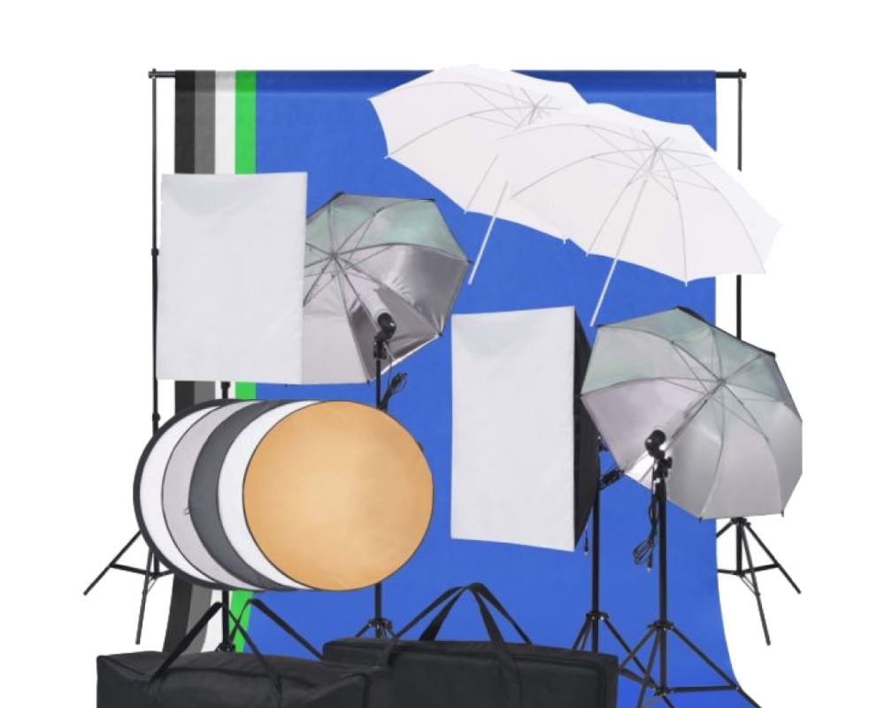 Kit de iluminação para estúdio fotográfico, c/ 5 fundos coloridos